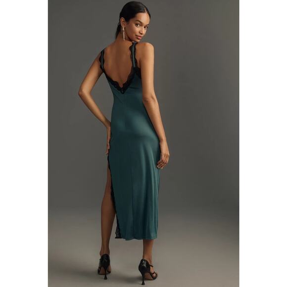 ✨ By Anthropologie | High-Slit Scoop-Neck Lace-Trim Midi Dress ✨ - Picture 3 of 4